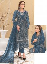 Faux Georgette Blue Festival Wear Embroidery Work Pakistani Suit